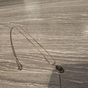 14k yellow gold obsidian necklace-4.87g, 22”